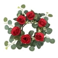 thumbnail image 3 of perfk Artificial Rose Flower Candle Wreath for Ceremony Gift Cafe Red, 3 of 10