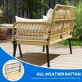 thumbnail image 6 of Dextrus Wicker Outdoor Loveseat, All-Weather Patio Furniture with Cushions, Light Brown+Beige, 6 of 10