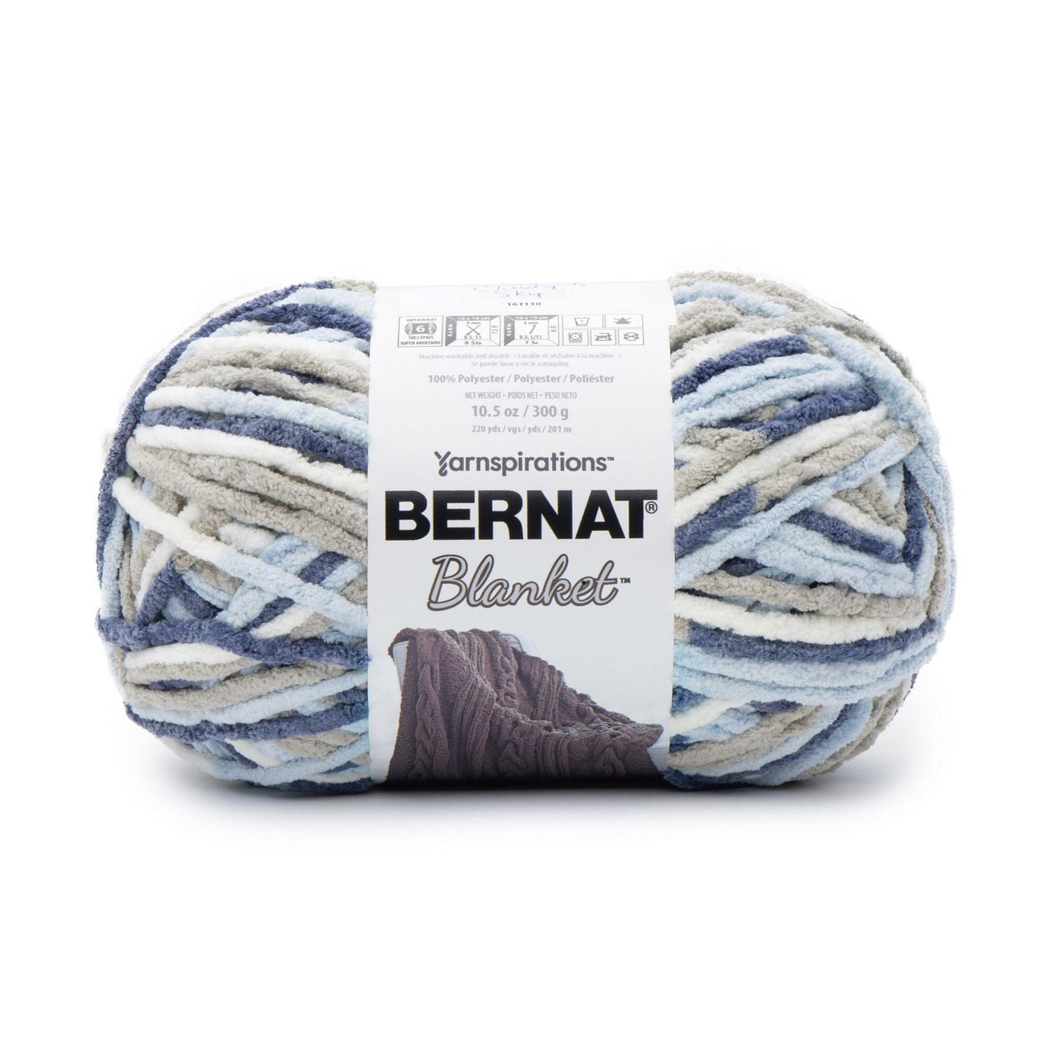 Bernat® Blanket™ #6 Super Bulky Polyester Yarn Cloudy Sky 10.5oz/300g, 220 Yards