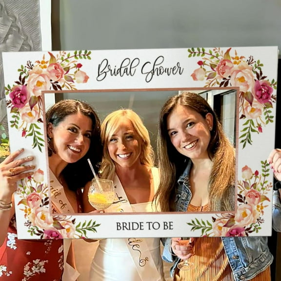 Bridal Shower Vertical Photo Frame Props - Red Vintage Floral Theme Backdrop Wedding Party Decoration