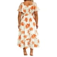 thumbnail image 4 of Erwazi Summer Dresses for Women Print Square Neck Short Sleeve A Line Dress Trendy Casual Style for Daily Wear Outdoor Activities Relaxed Daily Look Dresses, 4 of 6
