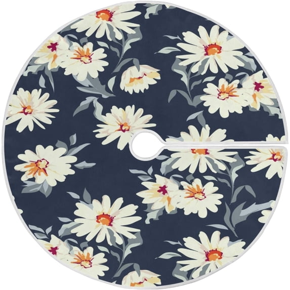 FMSHPON Art Daisy Xmas Christmas Tree Skirt Stand Mat for Holiday Party Decoration Indoor Outdoor 36 inches