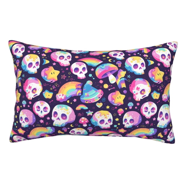 Balery Skull colorful mushroom rainbow Funda de Cojín Estampada, Regalos para Mujeres, Regalos de Amor para Ella, Regalos para Novia o Esposa, Funda de Almohada-20"x30"