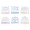 thumbnail image 3 of Newborn Cotton Hats Print Cartoon Preemie Baby Hats Bear Ears Beanies Sunny Hats for Hospital Baby Boy and Girl 0-6 Months, 1/3/6-Pack, 3 of 7