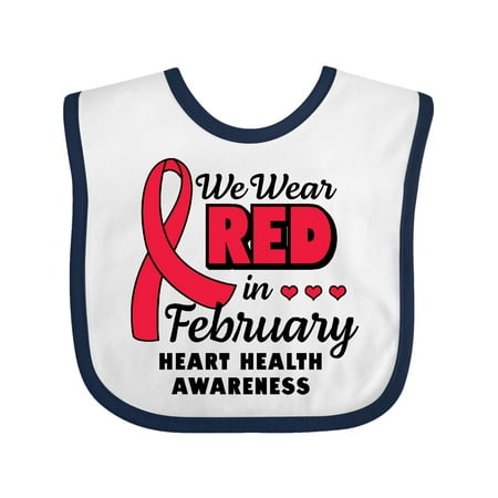 

Inktastic Heart Health Awareness We Wear Red in February Gift Baby Boy or Baby Girl Bib