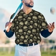 thumbnail image 5 of Hirioo funny Retro Skull for Men's Baseball T-shirt Shirts Short Sleeve Casual Summer Button Stretch T Shirts,Size S-4XL-Medium, 5 of 7