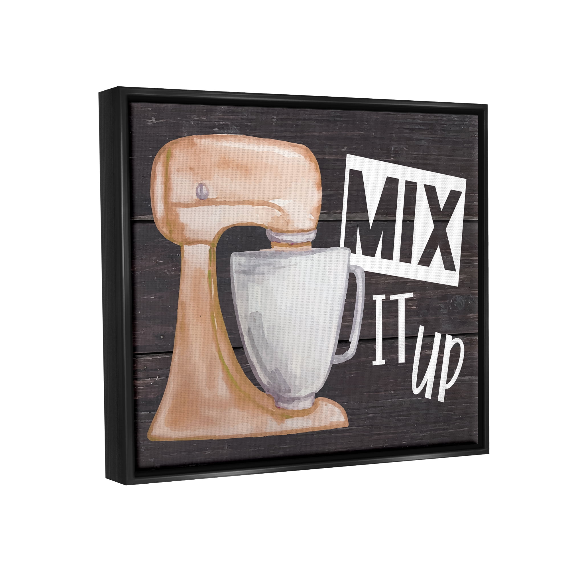 Stupell Mix It Up Kitchen Mixing Baking Food & Beverage Painting Black Floater Framed Art Print Wall Art