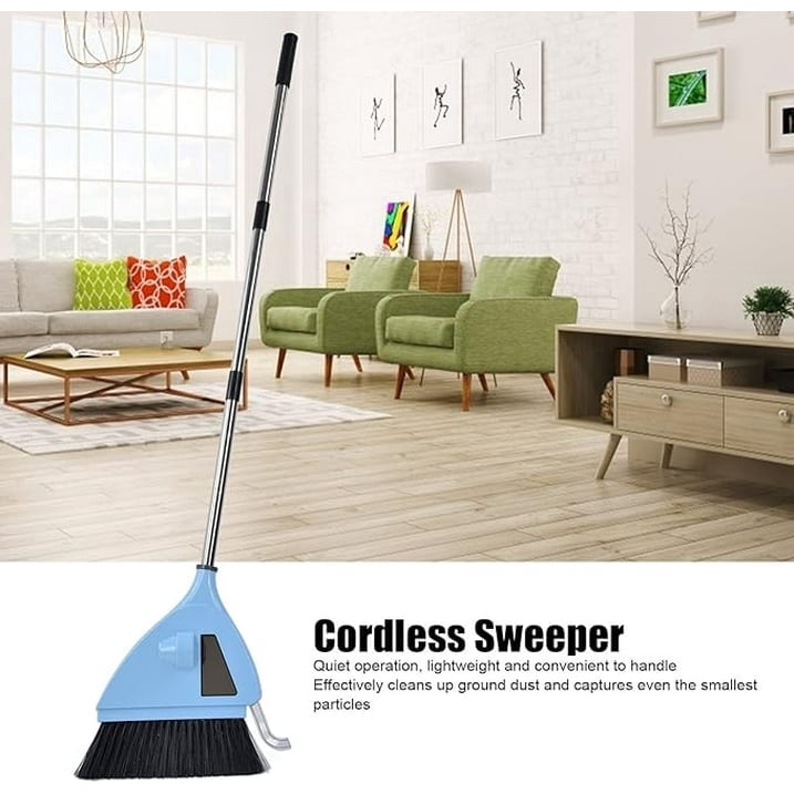 2 in 1 Vacuum Sweeper, USB Charging Cordless Vacuum Broom Cleaner Cordless Sweeper Strong Suction Cordless Quiet Sweeper Broom for Household Bedroom Hotel Office