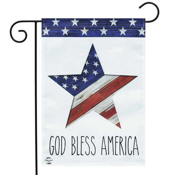 Briarwood Lane God Bless America Star Patriotic Burlap Garden Flag