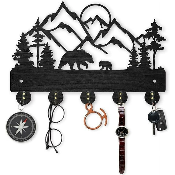 Mountain Forest 5-Hooks Coat Hook, Black