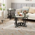 thumbnail image 6 of LUMAMIN Coffee Table Set of 3, Modern End Side Tables with Tempered Glass Top, Metal Frame and Adjustable Feet for Living Room or Apartment, 6 of 10