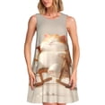 thumbnail image 1 of Fotbe Relaxing Cat With Tea Vestido de Verano sin Mangas para Mujer – Vestido Midi Línea A, Estilo Camiseta Floral, Vestido Playero Casual y Fluido, 1 of 7