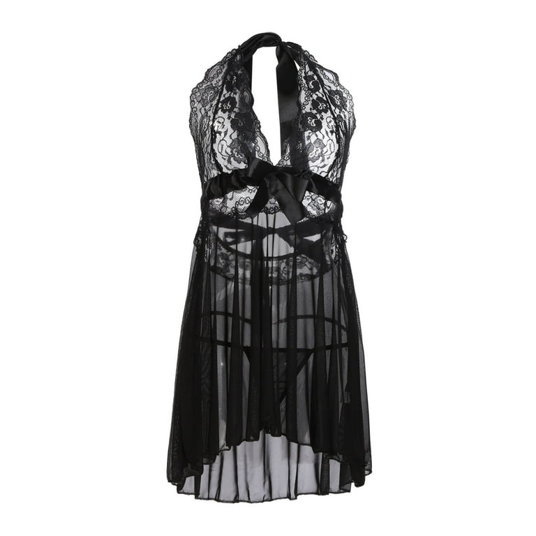 Buy Sexy Lingerie Plus Size Babydoll wear Transparent Lace Dress + G-string  + Belt Underwear Set (3XL, Black) Online at desertcartSeychelles