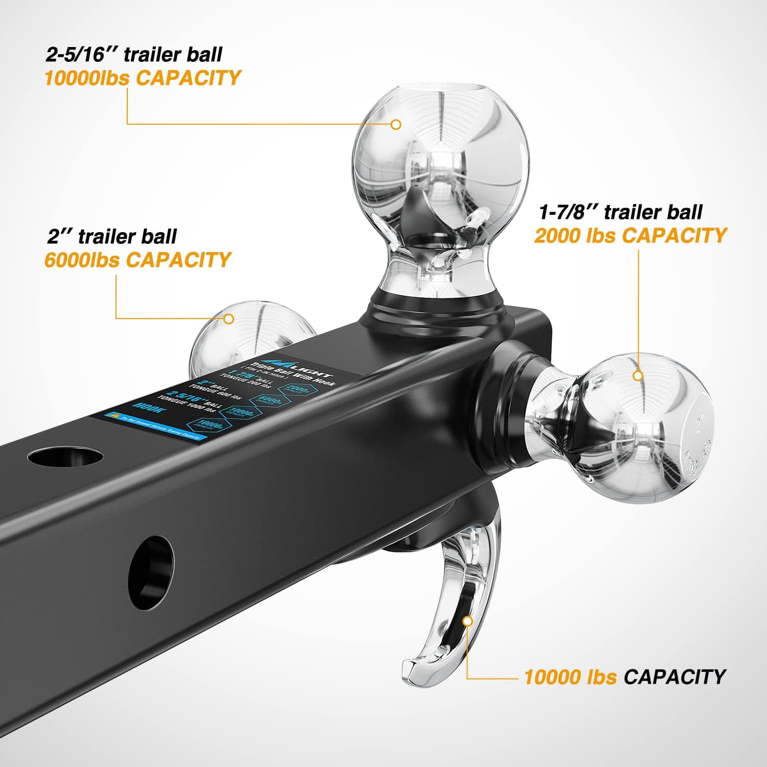Nilight Shackle Hitch Receiver 2 Inch D Ring Recovery Hitch 45000 LBs Breaking Strength 3/4" Shackle with Trailer Pin Heavy Duty Recovery Towing Kit for Truck Jeep Off Road