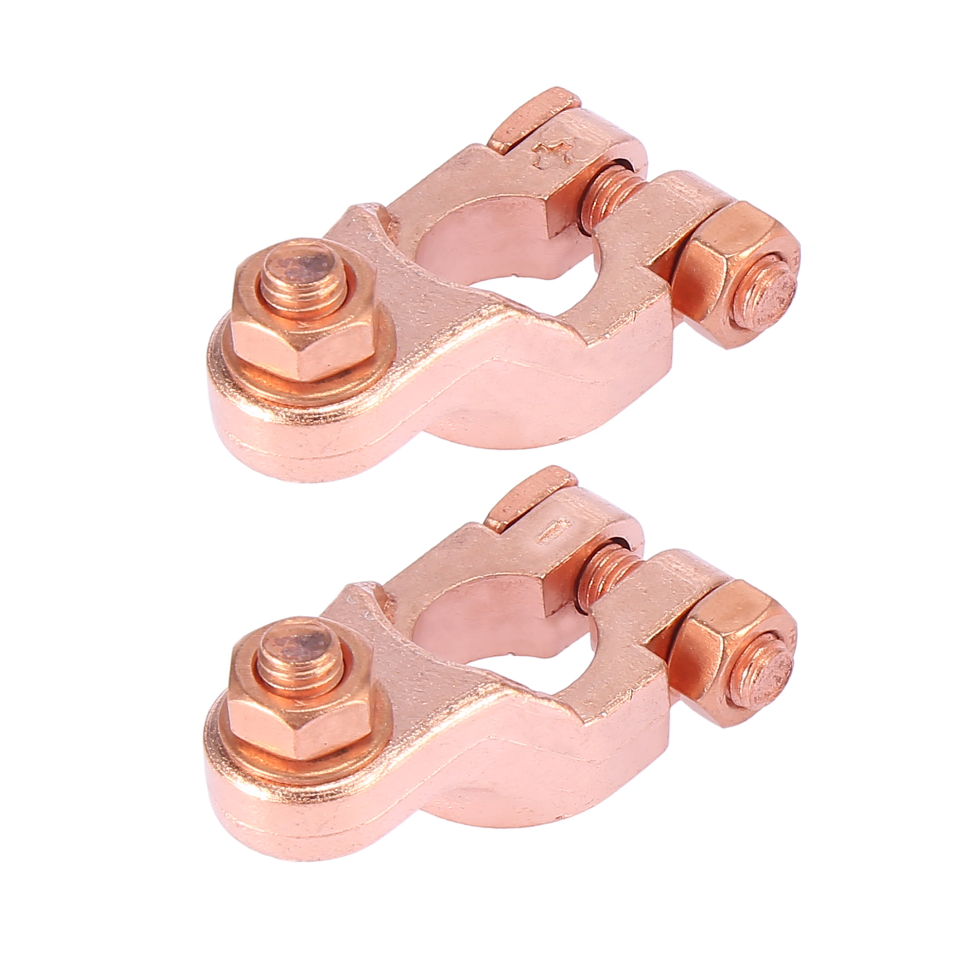 A Pair Car Battery Terminal Clamp Copper Alloy Connector POSITIVE & NEGATIVE New