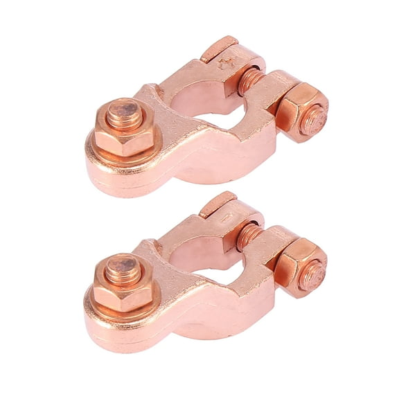 1 Pair Aluminum Magnesium Alloy Top Post Copper Tone Battery Terminal Connectors Positive Negative for Car