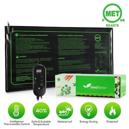 Seedfactor MET certified Seedling Heat Mat with 50℉~108℉ Digital Thermostat Controller for Seed Germination (10