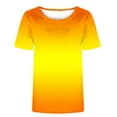 thumbnail image 4 of Womens Tops Trendy Plus Size Gradient Short Sleeve Shirts for Women Crew Neck Casual Loose Summer T-Shirts (Orange XXL), 4 of 4