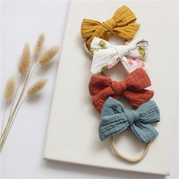 4Pcs/Set Elastic Stripe Bowknow Baby Headband Newborn Girl Boy Hair Accessories Infant Hairband12 He Qiyong unisex