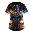 thumbnail image 3 of MLQIDK Halloween Print Scrubs for Women Plus Size Spooky Season Scrub Shirts V Neck Short Sleeve Funny Pumpkin Ghost Bat Printed Nurse Uniforms Fun Workwear Blue M, 3 of 4