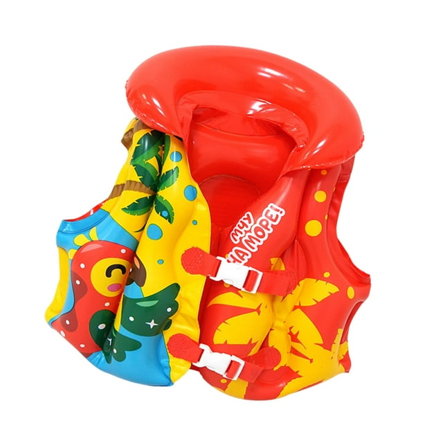 Chaleco De Natación Inflable Para Niños Y Niñas, Flotabilidad Para Kayak, Deportes Acuáticos, Navegación, Rojo Y Amarillo amarillo rojo