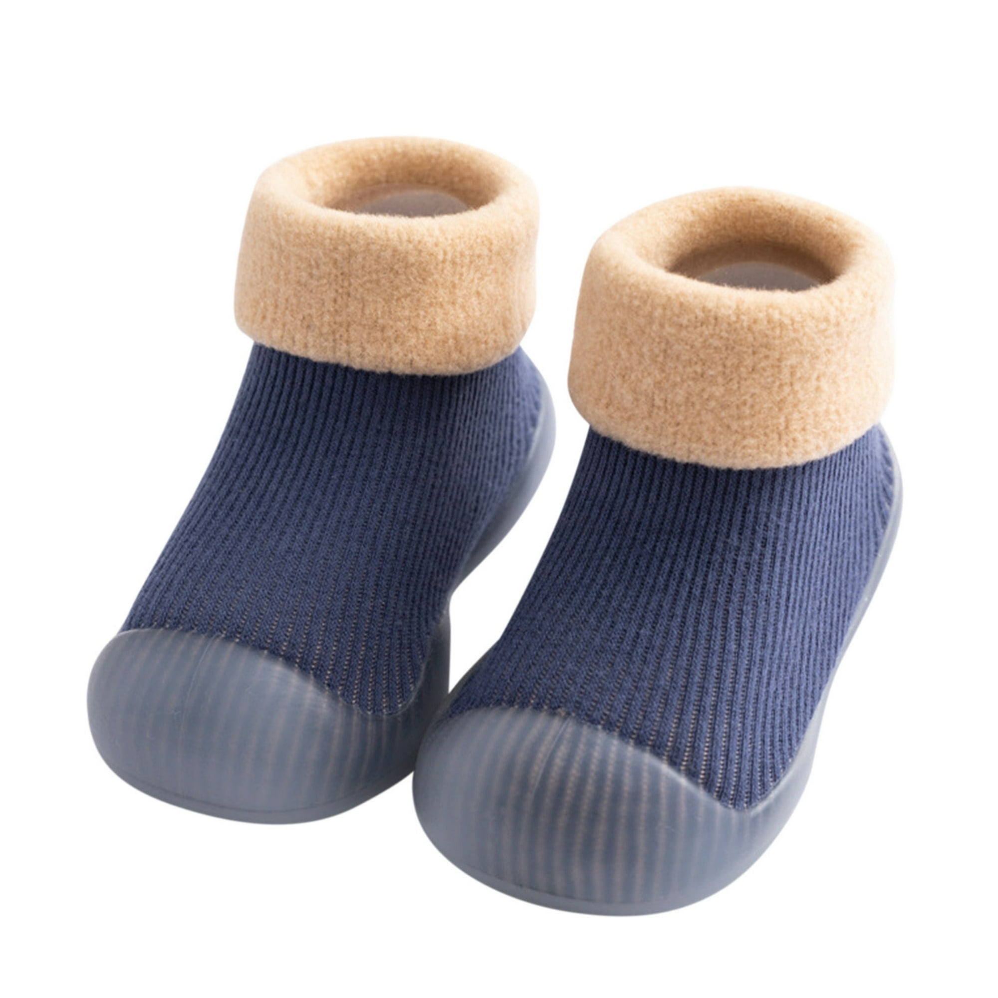 nsendm Boys Shoes Big Kid Male Youth Boy Slippers Size 6 Warm Knit Baby Slipper Rubber Stocking Boys Sole Girls Solid Socks Toddler Boys Slippers Navy