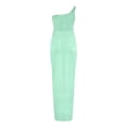 thumbnail image 4 of Otvok Summer Dresses for Women, Women's One-Shoulder Stretch Dress Solid Color High Slit Elastic Wrinkle Dress, 4 of 6