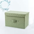thumbnail image 2 of UKAP Contenedores de almacenamiento de tela para el hogar plegables con tapas de manijas Caja plegable Organizador de contenedores de lino, 2 of 4