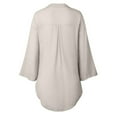 thumbnail image 5 of Summer TAGOLD Women's Casual Roll-Up Sleeve Long Sleeve Tops Cotton Linen Blouse Button Long Shirt Dress Plus Size High Low Shirt Khaki L, 5 of 6