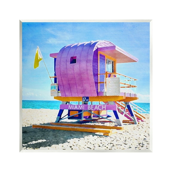 Stupell Industries Summer Lifeguard Hut Nature Painting Unframed Art Print Wall Art, 12 x 12