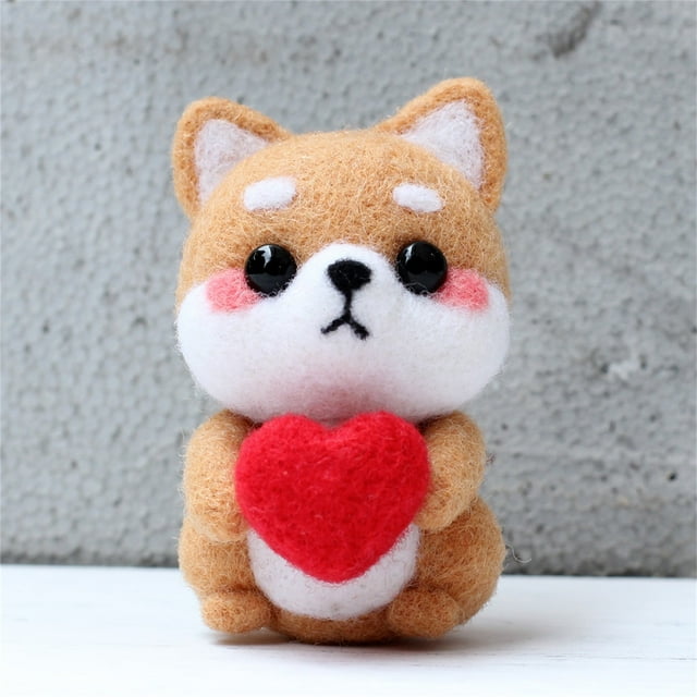 PVCS Cute Dog Pattern Handmade DIY Poke Wool Felts Material Production Package for Kids