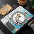 thumbnail image 4 of Table Runner with 6 Place Mats, Ocean Sea Turtle Wood Grain Background Cotton-Linen Dining Mat Sets Heat Resistant Washable Placemat for Dining Table/Kitchen/Living Room/Office/Picnic 13x70 Inch, 4 of 7