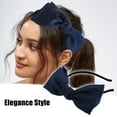 thumbnail image 3 of Unique Bargains 1 Pcs Satin Bow Knot Headband Fashion Hairband for Women 0.31 Inch Wide Navy Blue, 3 of 7