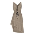 thumbnail image 5 of Western Cowgirl Dress for Women Sleeveless V Neck Lace Up Asymmetrical Hem Ruffle Flowy Midi Dress Summer Sundresses, 5 of 6