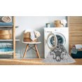 thumbnail image 2 of Ahgly Tapis Rond Lavable en Machine Intérieur Transitionnel Gris Platine, 3 Pieds Rond, 2 of 7