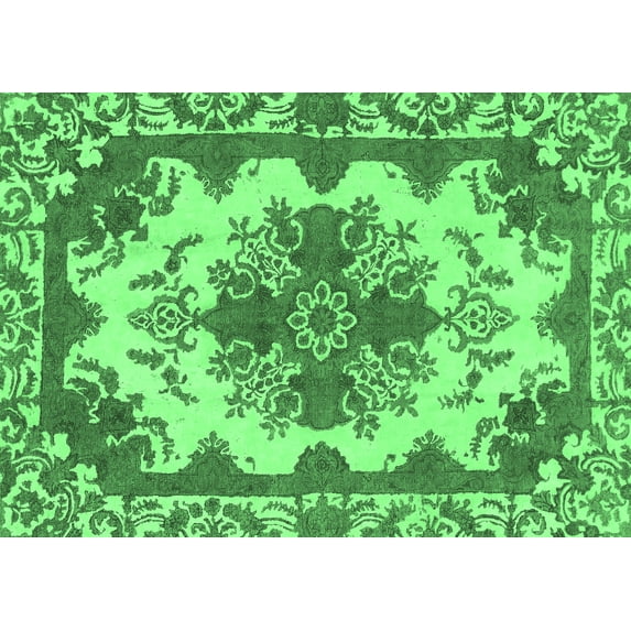 Ahgly Company Indoor Rectangle Persian Emerald Green Bohemian Area Rugs, 5' x 7'