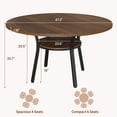 thumbnail image 2 of Table à Manger Ronde pour 4-6, Table de Salle à Manger en Bois de 47 Pouces avec Tablette de Rangement, Table de Cuisine Style Ferme avec Base en Métal, Tables de Cuisine et de Salle à Manger, Sans Chaises, 2 of 9