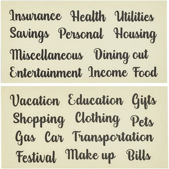 12 Sheets Cash Envelope Budget Category Letter Stickers Budget List Binder Labels Vinyl Decals Envelope System Wallet