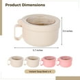 thumbnail image 2 of 4 Pack Soup Bowls with Lids – Microwave-Safe Wheat Straw Dinnerware Set, Easy-Clean Bowls with Handles & Leak-Proof Lids, Perfect for Dorms, Quick Meals & On-the-Go, Beige & Pink, 2 of 5