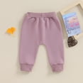 thumbnail image 4 of Douhoow Baby Boy Girl Sweatpants 0-3Y Solid Color Drawstring Elastic Jogger Pants Fall Winter Trousers, 4 of 9