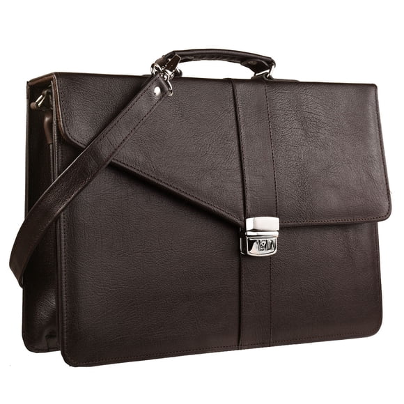 Lulumm Portafolio para Hombre en Piel Auténtica, Maletín Ejecutivo, Portafolio de Cuero con Llave, Hecho en México, Bolso de Hombro para Negocios, Oficina y Viajes, Tamaño Oficio 7446