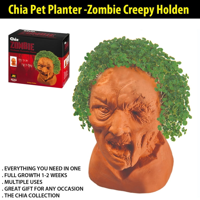 Chia Pet Zombie Creepy Holden - Decorative Pot Planter with Chia