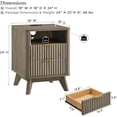 thumbnail image 2 of KeyWhat Modern Nightstand with Charging Station, Mid-Century Wood End Table Side Table for Living Room, Fluted Panel, Grey Alder, 2 of 5