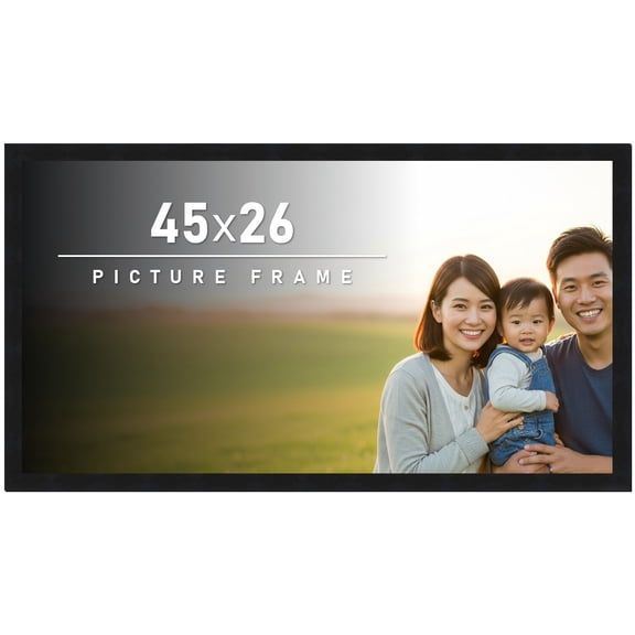 45x26 Frame Black Solid Wood Picture Frame | 0.75 Inch Moulding Width | Includes UV Acrylic