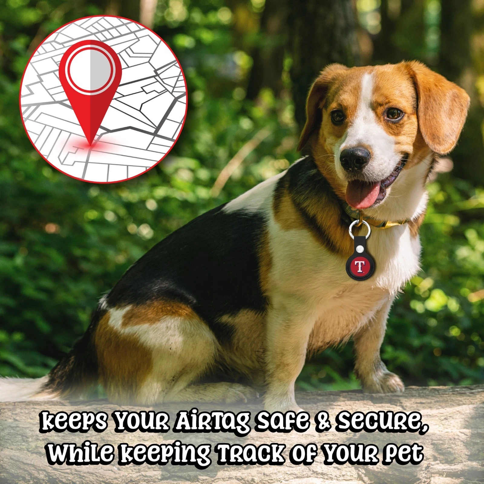 Pets First MLB Keychain Apple Air Tag Holder for Dogs & Cats Leather Airtag Case
