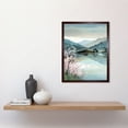 thumbnail image 2 of Lakeside Landscape with Cherry Blossom Tree Modern Watercolour Painting Art Print Framed Poster Wall Decor 12x16 inch, 2 of 5