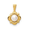 thumbnail image 1 of Solid 14k Yellow Gold 4-5mm White Button Freshwater Cultured Pearl Pendant Charm, 1 of 5