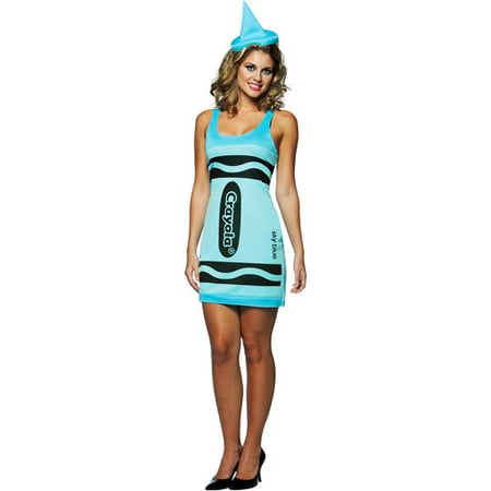 Crayola Sky Blue Tank Dress Adult Halloween Costume - One Size