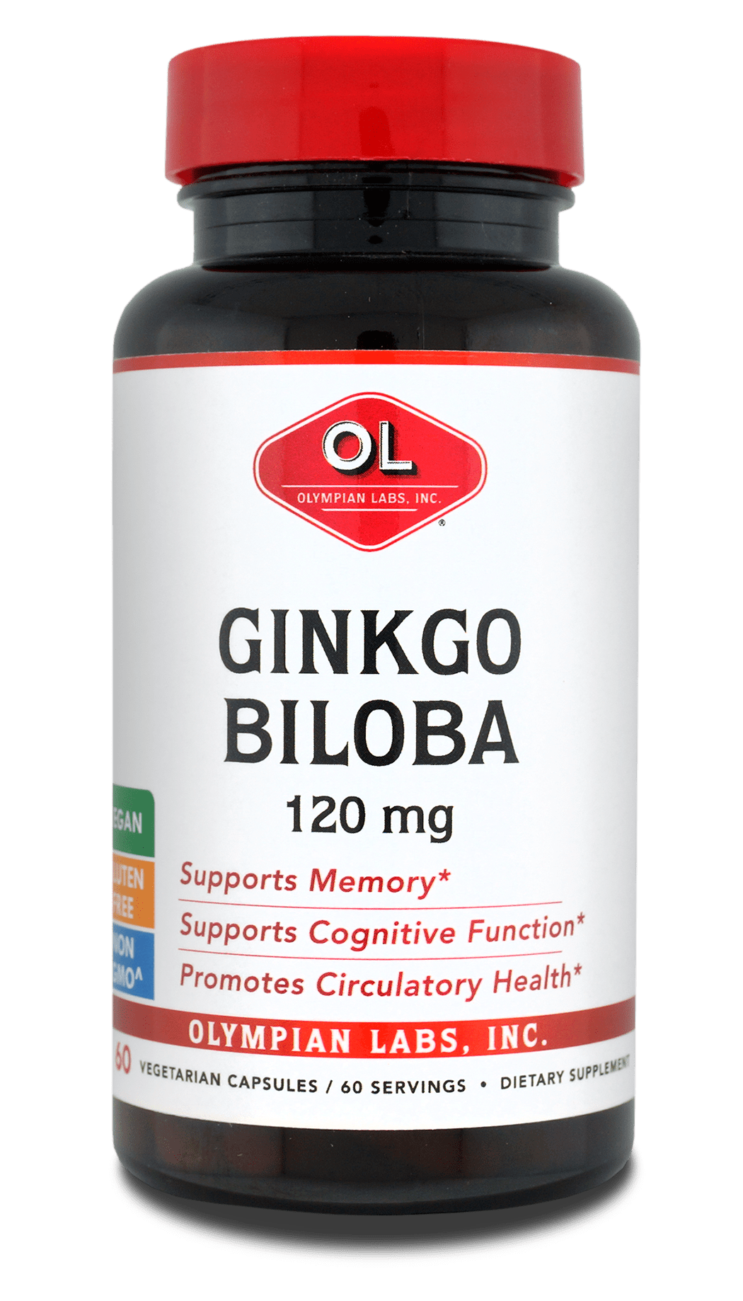 Olympian Labs Ginkgo Biloba Vegetarian Capsules, 120 mg, 60 count