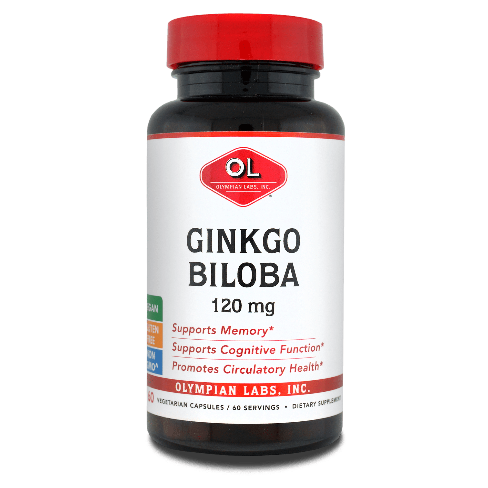 Olympian Labs Ginkgo Biloba Vegetarian Capsules, 120 mg, 60 count